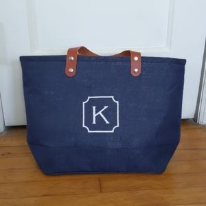 Tote bag monogrammed with K